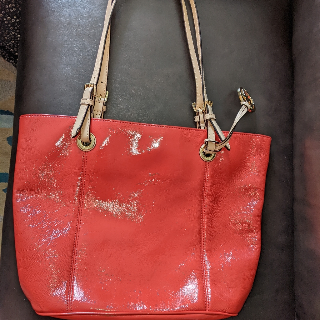 Michael Kors Orange Patent Tote Bag
